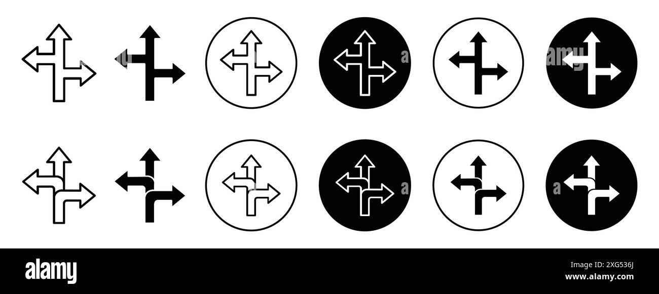 Drei-Richtungen-Zeichen-Vektor-Logo-Set-Sammlung für Web-App-ui Stock Vektor