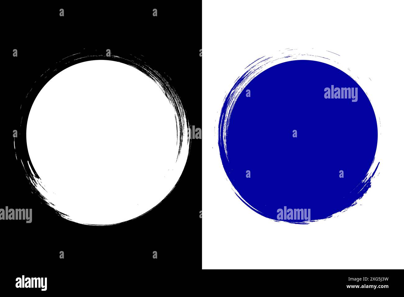 Gemalter Pinselkreis. Runder, handgezeichneter Kreis für Tinte, Stempel, Dichtung, Schleifabzeichen. Stock Vektor