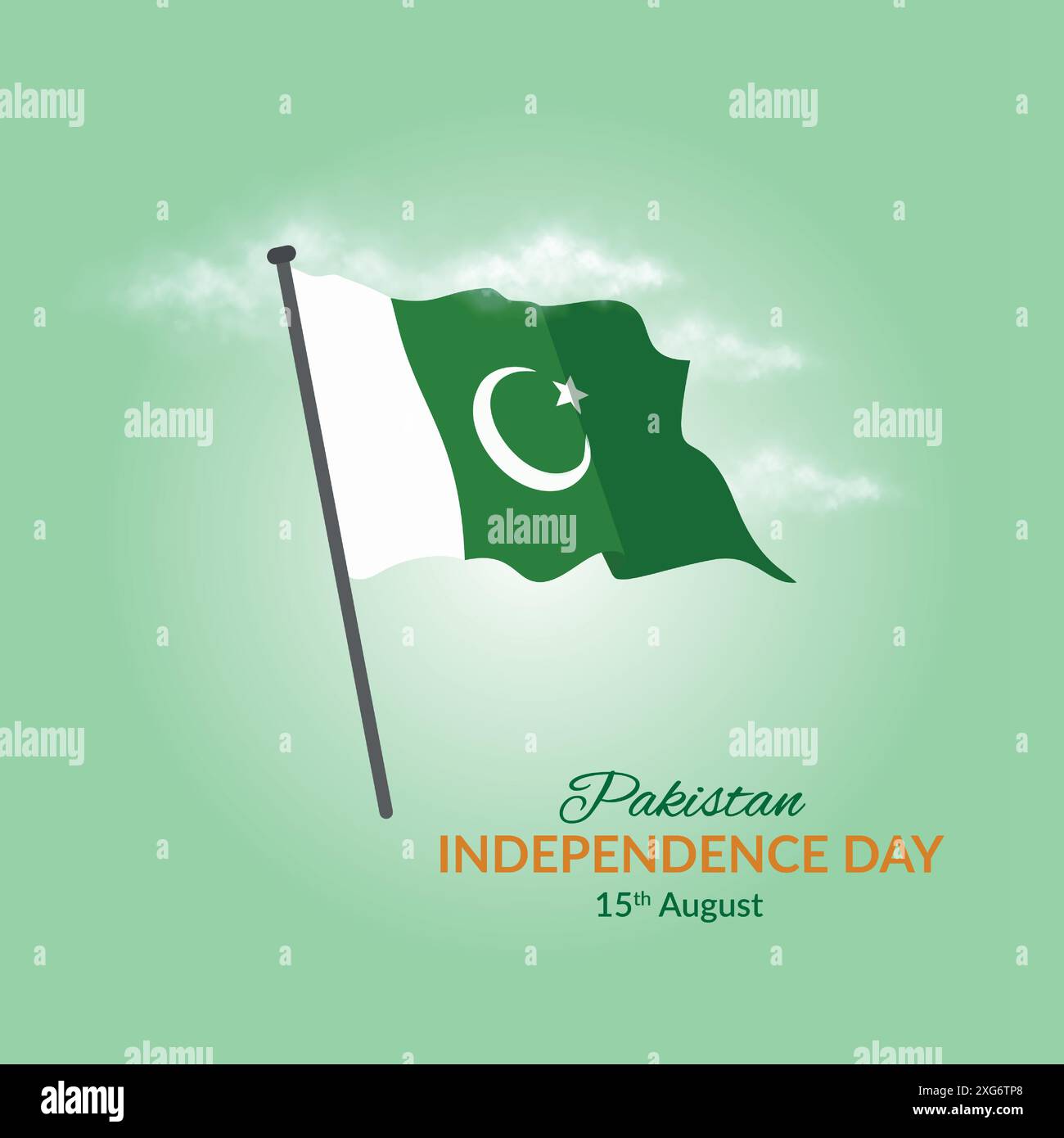 Am 14. August wurde das Poster des pakistanischen Unabhängigkeitstages entworfen, mit pakistanischer Flagge, Vektorillustration Stock Vektor