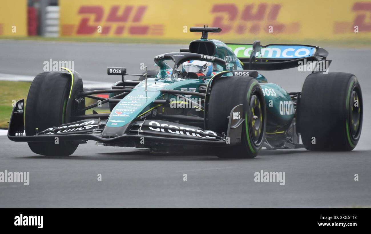 Britischer Grand Prix 2024, Silverstone, Formel 1, Silverstone Racing Circuit, F1 GP 2024, Grand Prix, Rennsport, Mercedes-Rennwagen, Louis Hamilton Stockfoto