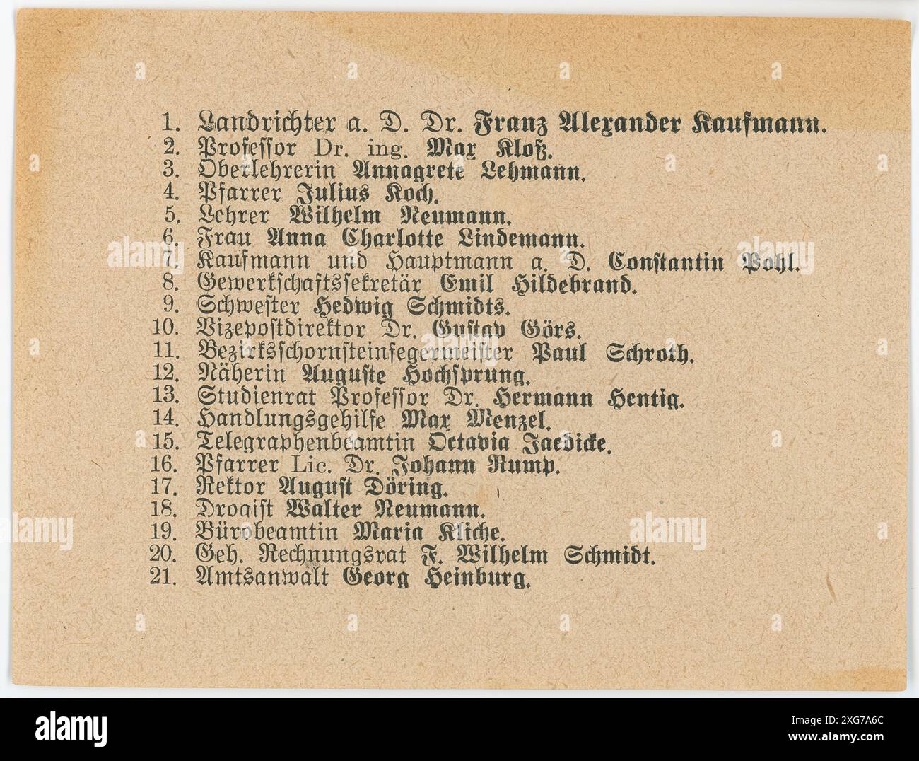 Stimmzettel/ Wahlzettel der Reichstagswahl 1920 - die Reichstagswahl vom 6. Juni 1920 war die zweite Wahl während der Weimarer Republik und die erste zu einem regulären Deutschen Reichstag. Die Bundestagswahl 1920 fand am 6. Juni 1920 zur Wahl des ersten Reichstags der Weimarer Republik statt. Sie folgte der im Januar 1919 gewählten Weimarer Nationalversammlung, die die republikanische Verfassung ausgearbeitet und ratifiziert hatte. Stockfoto