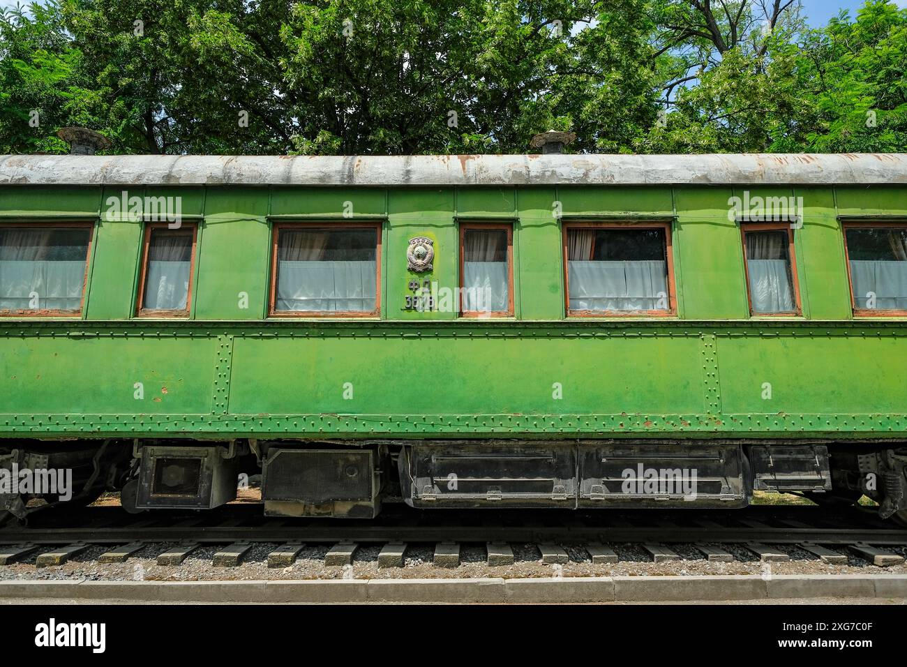 Gori, Georgien - 3. Juli 2024: Der Stalin-Eisenbahnwagen im Joseph Stalin Museum in Gori, Georgien. Stockfoto