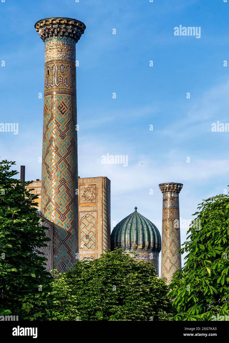 Die wunderschönen Kuppeln und Madrassas von Samarkand Stockfoto