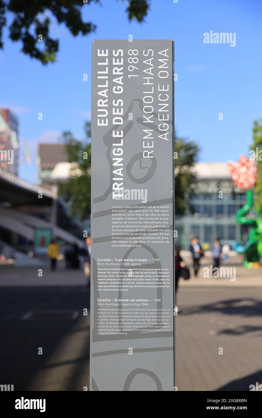 Euralille - Bahnhofsdreieck 1988, entwickelt als der Eurostar-Bahnhof beschlossen wurde und ist ein Symbol des Stadterneuerungsprojekts Frankreich. Stockfoto