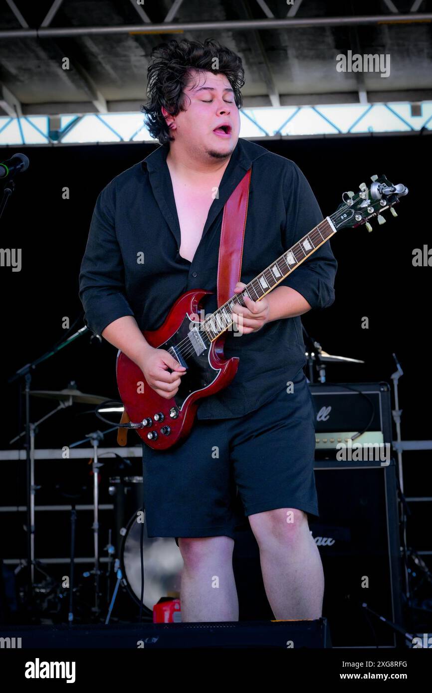 Gitarrist, Garrett T. Willie, Khatsahlano Street Party, Vancouver, British Columbia, Kanada Stockfoto