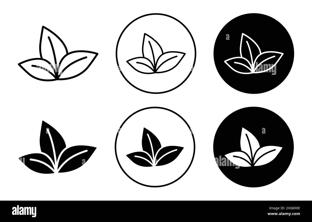 Basil Symbol Vektor-Logo-Set-Sammlung für Web-App-ui Stock Vektor