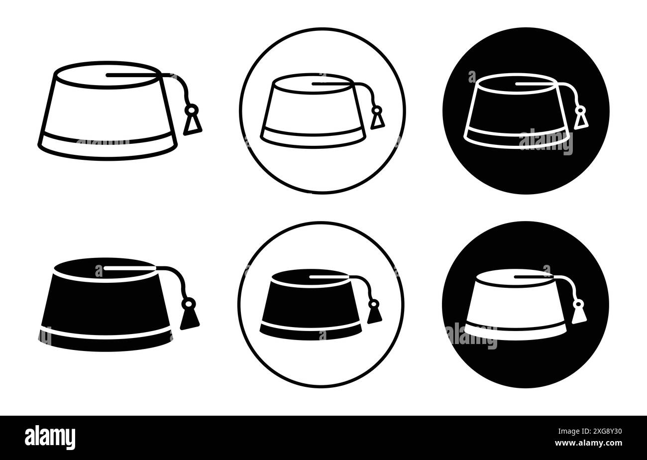 Fez hat Icon Vektor Logo Set Sammlung für Web App ui Stock Vektor
