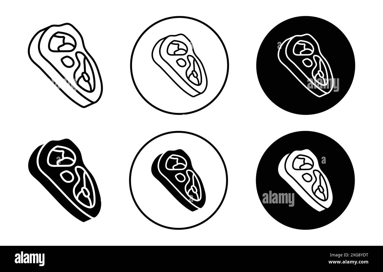 Fleischsymbol Vektor-Logo-Set-Sammlung für Web-App-ui Stock Vektor