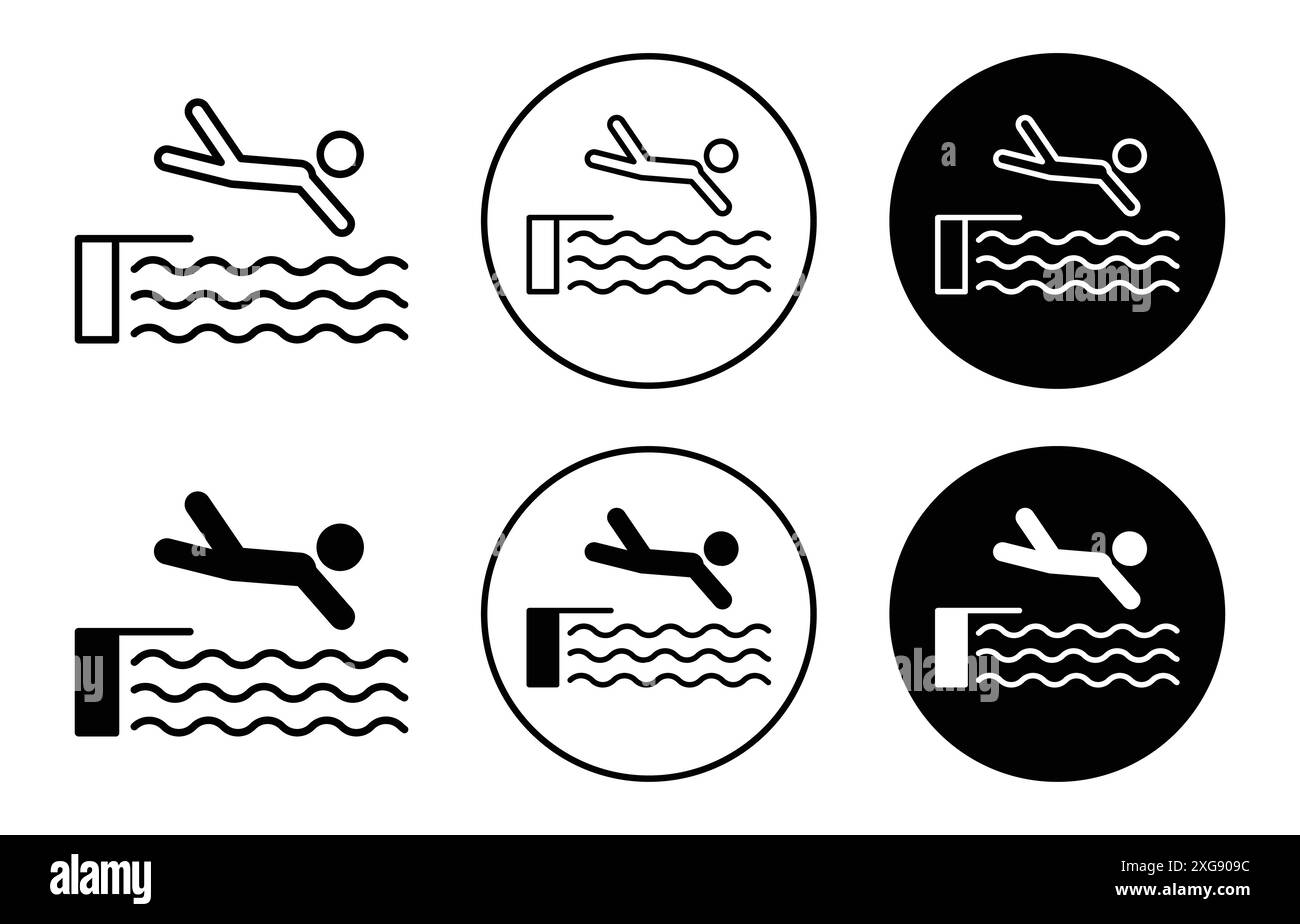 Swimmer Jumping Icon Vektor-Logo-Set-Kollektion für Web-App-ui Stock Vektor