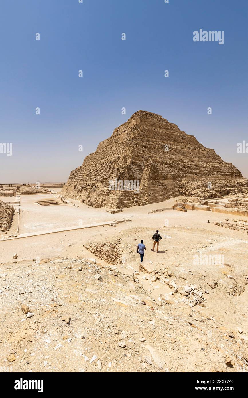 Sakkara (Sakkara), Stufenpyramide von Djoser (Djeser, Zoser), Westufer des Nils, Gizeh, Ägypten, Nordafrika, Afrika Stockfoto