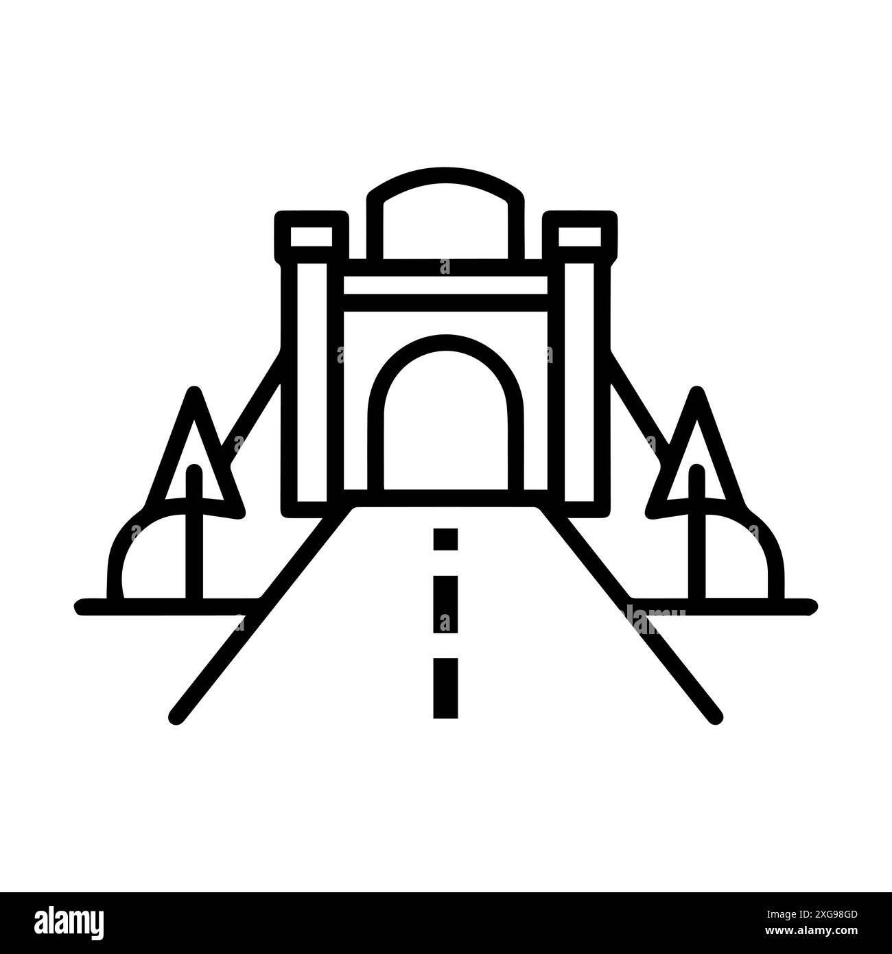 Symbol für die Auffahrt oder moderne Linie. Vektorgrafik und Ikonendesign mit auffälligen Konturen. Schwarz-weiß Pixel Perfect minimalistisches Symbol isoliert weiß Stock Vektor