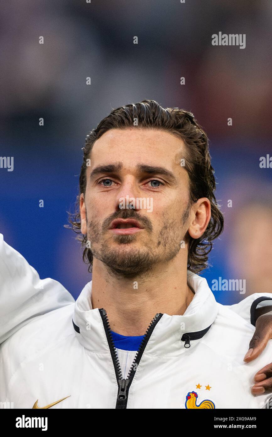 Hamburg, Deutschland. Juli 2024. Antoine Griezmann aus Frankreich war im Viertelfinale der UEFA Euro 2024 zwischen Portugal und Frankreich im Volksparkstadion in Hamburg zu sehen. Stockfoto