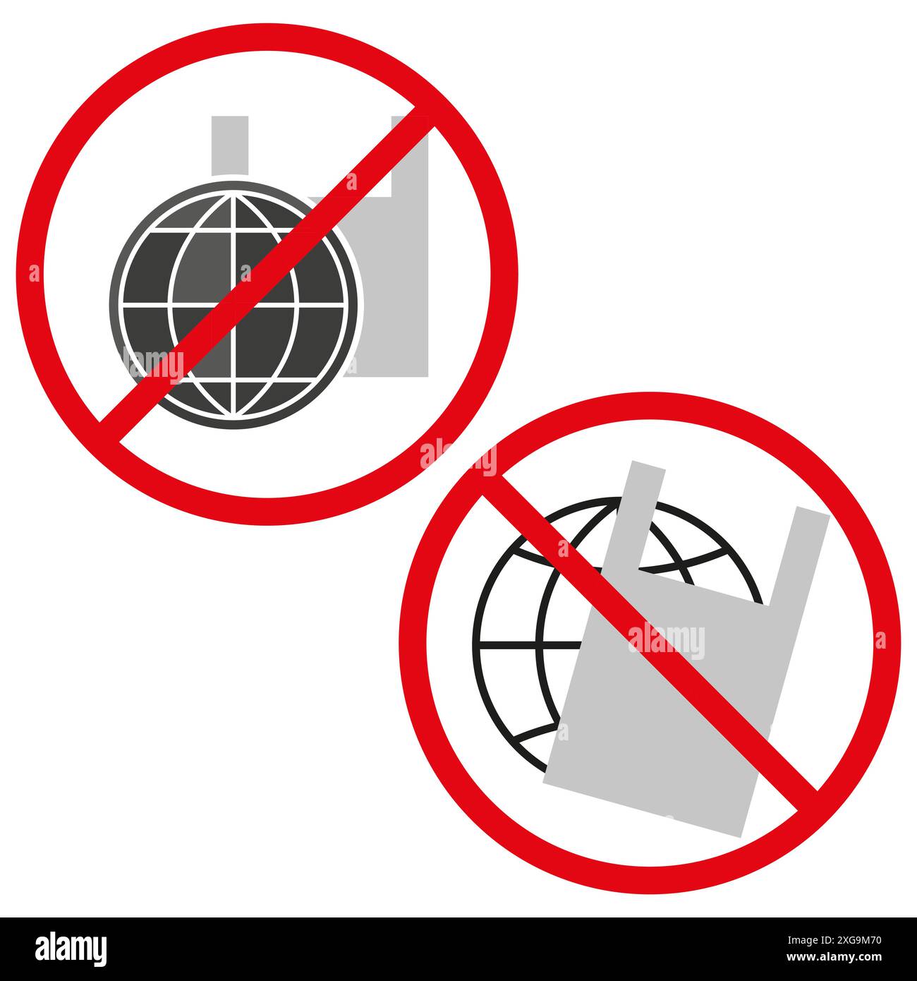 Keine Plastiktüte. Globales Umweltzeichen. Roter Verbotskreis. Stock Vektor