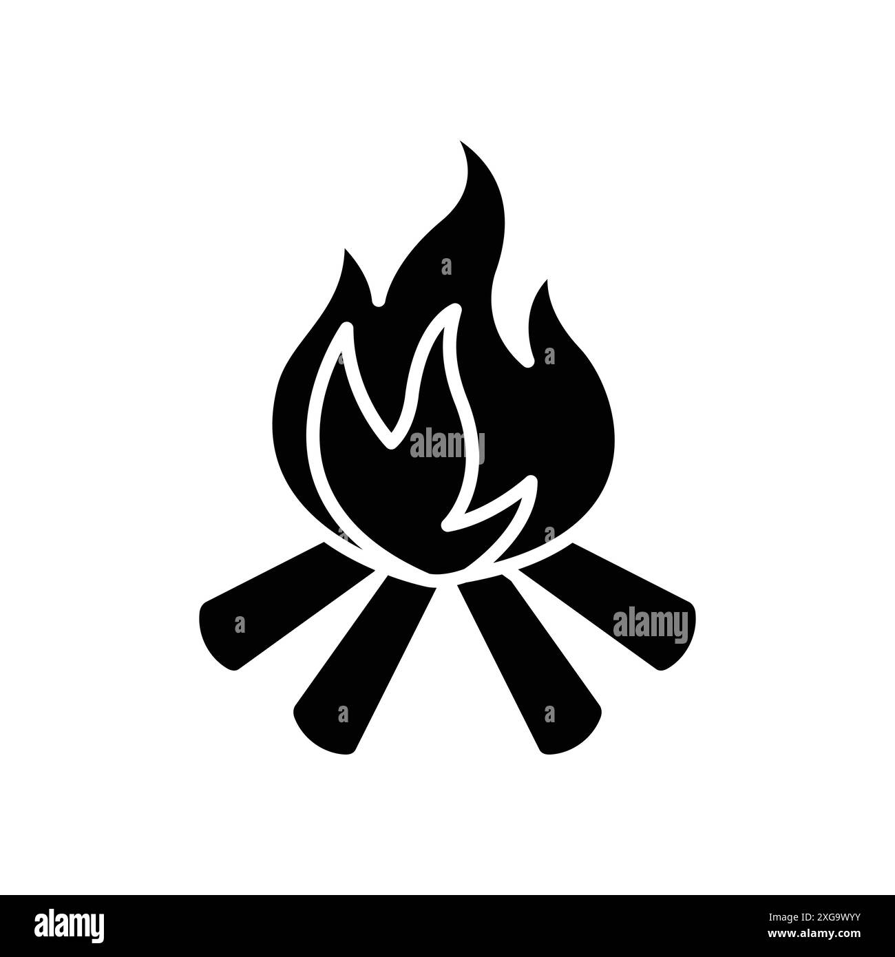 Lagerfeuer-Symbol-Vektor-Designvorlage in weißem Hintergrund Stock Vektor