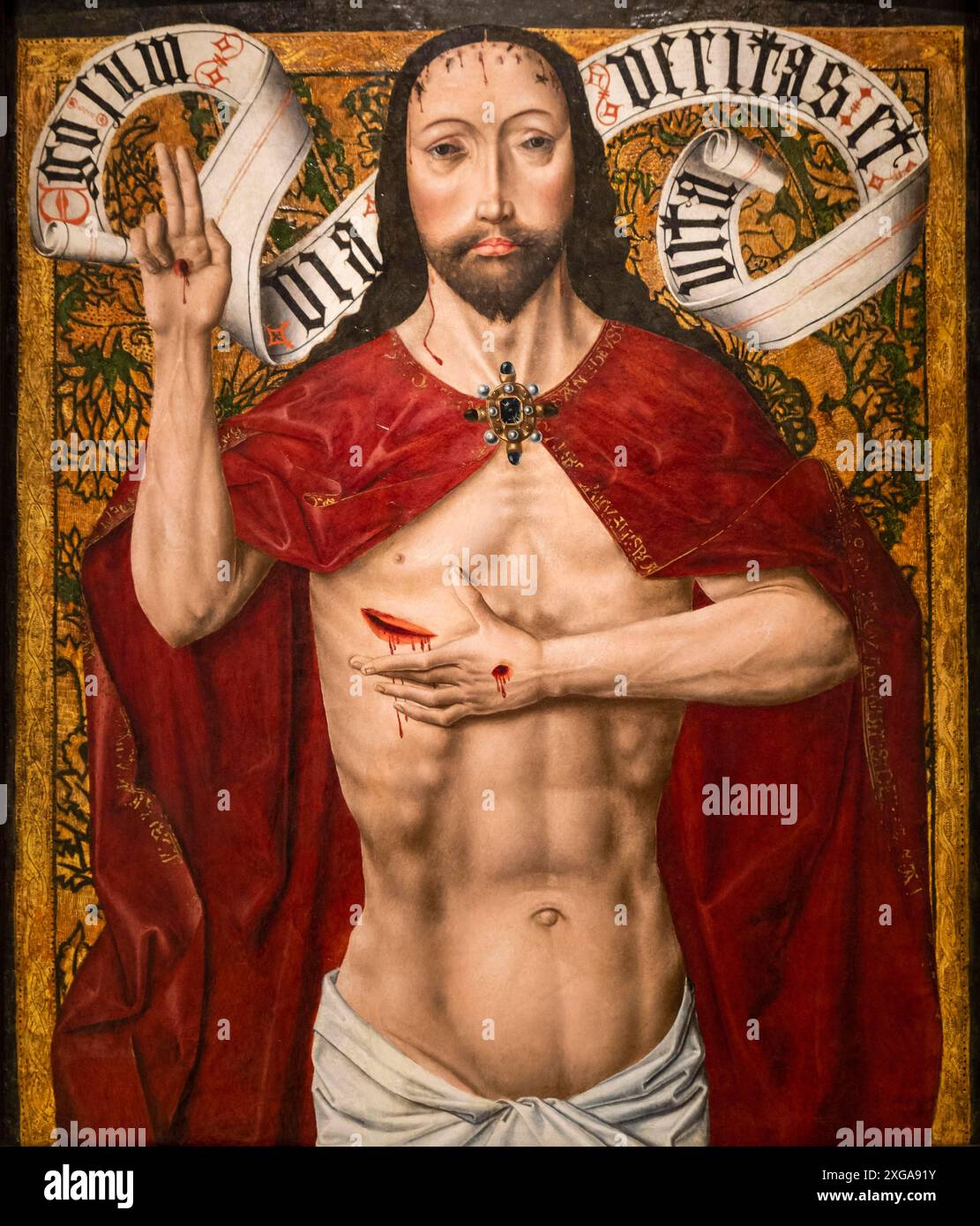 Diego de la Cruz, Christ of Mercy, 1485, Öl auf Tafel, Museo de Bellas Artes, Bilbao, Spanien Stockfoto