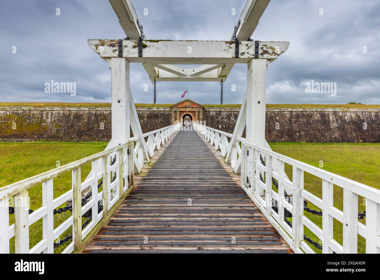 Der Eingang zur Zugbrücke nach Fort George, Inverness, Schottland Stockfoto