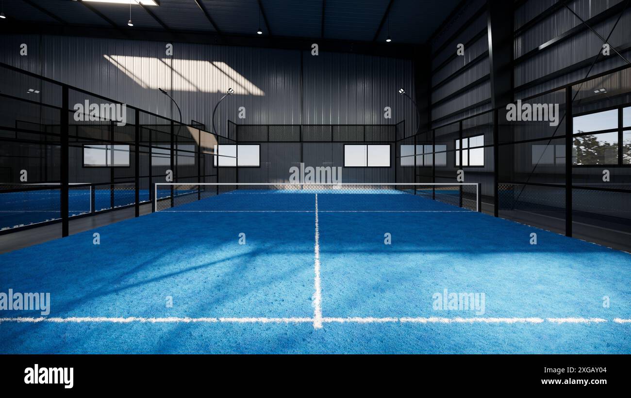 Leerer Padel Paddle Tennis Blue Color Court Stockfoto