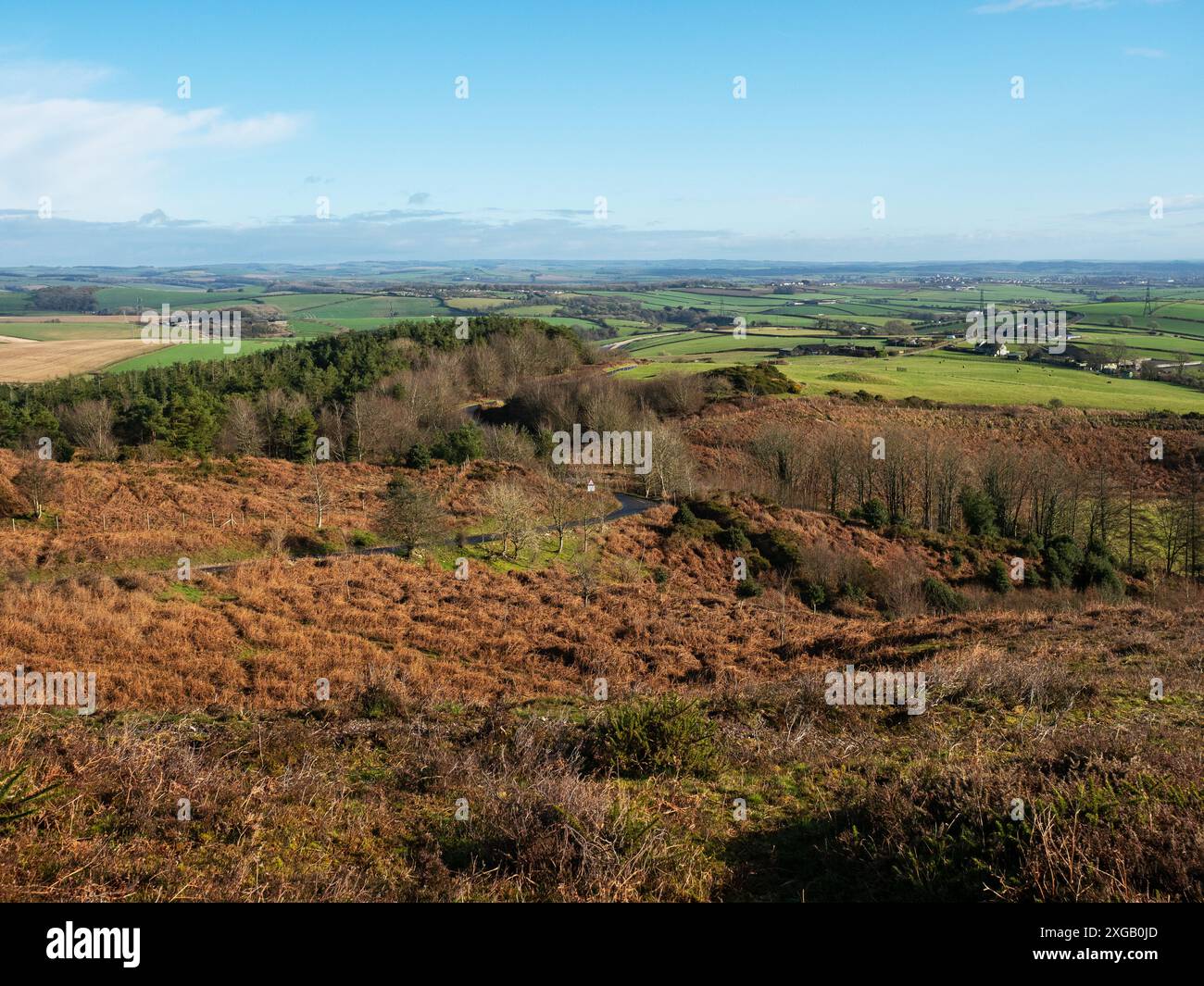 Blick von Black Down entlang des South Dorset Ridgeway, in der Nähe von Portesham, Dorset, England, Großbritannien, Februar 2022 Stockfoto