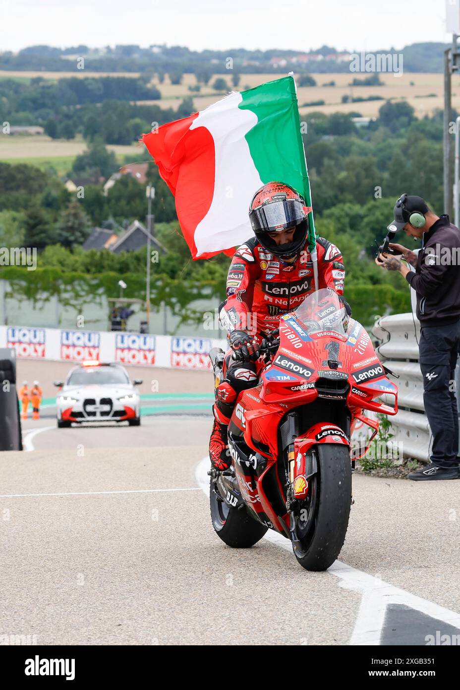 Hermsdorf, Deutschland. Juli 2024. Hermsdorf: Moto GP Sachsenring 2024 am 7. Juli 2024, (Foto: Jürgen Tap) 1 Francesco Bagnaia (ITA), Ducati, Ducati Lenovo Team Credit: dpa/Alamy Live News Stockfoto