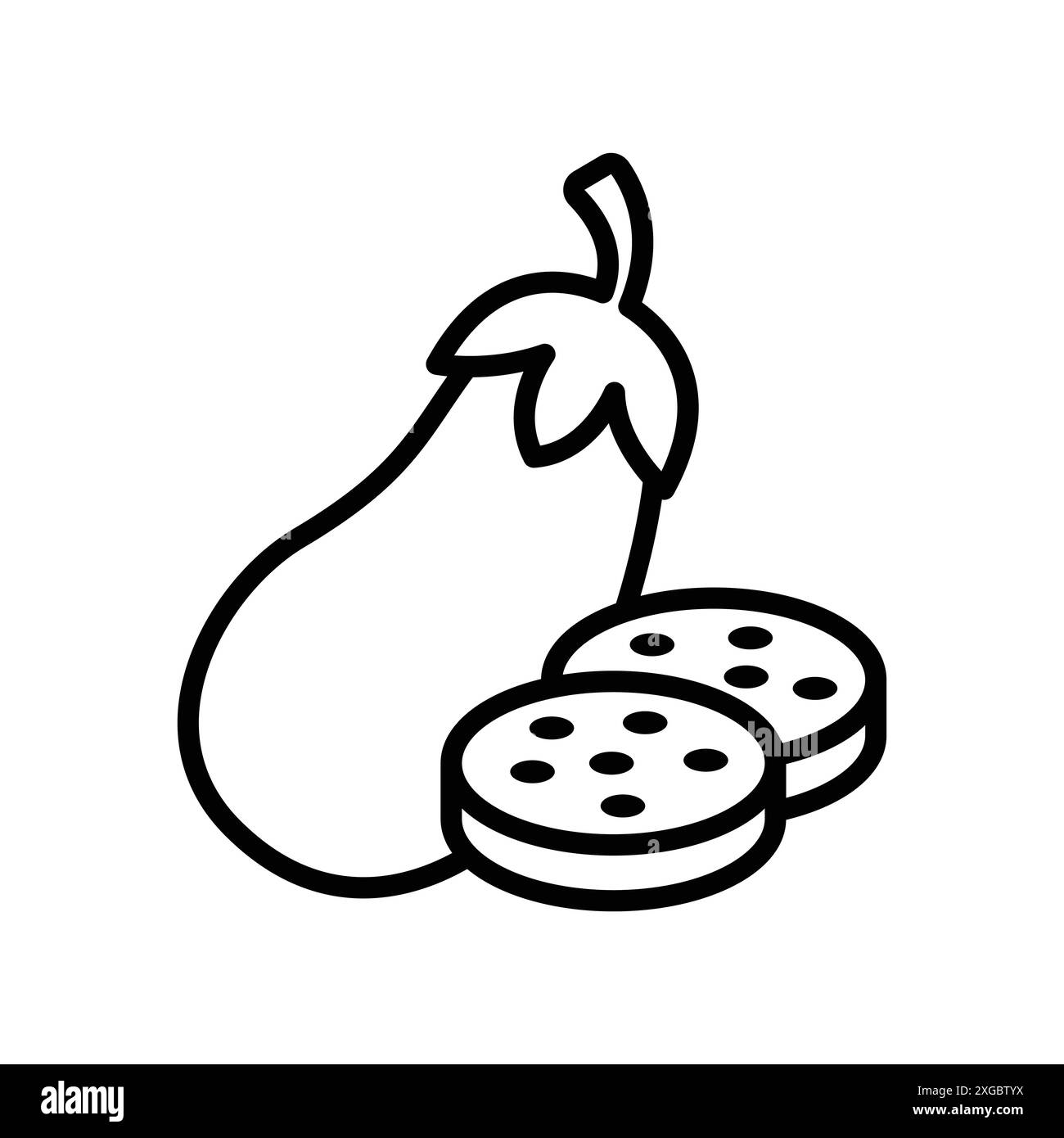 Auberginen-Symbol-Vektor-Designvorlage in weißem Hintergrund Stock Vektor