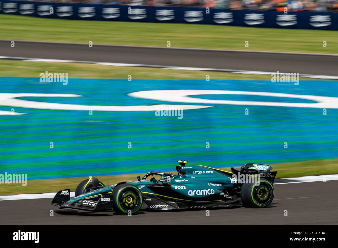 Silverstone (Towcester), Großbritannien, 07. Juli 2024, Fernando Alonso während des Großen Preises von Großbritannien Credit: Christopher Neve/Alamy Live News Stockfoto