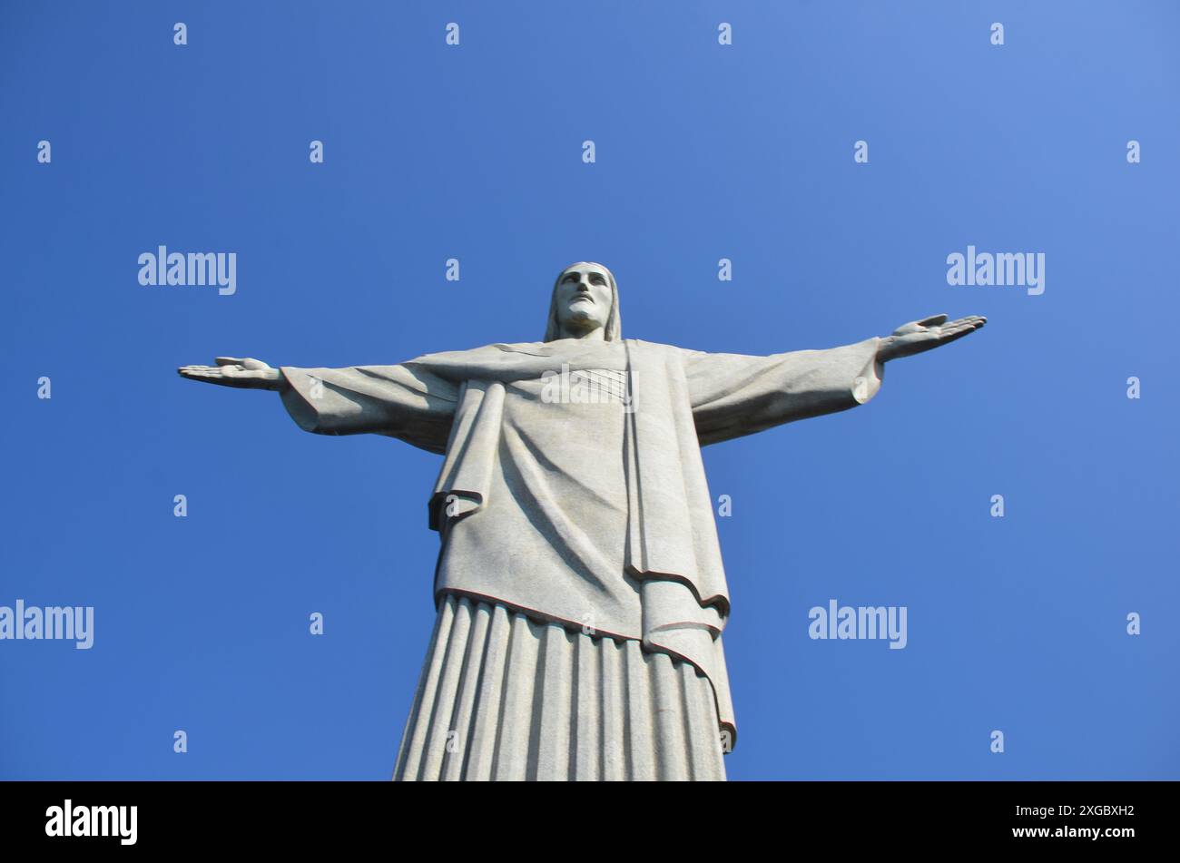 Christus der Erlöser, Postkarte der Stadt Rio de Janeiro. Statue Christi des Erlösers, Weltwunder, Symbol von Rio de Janeiro - Brasilien Stockfoto