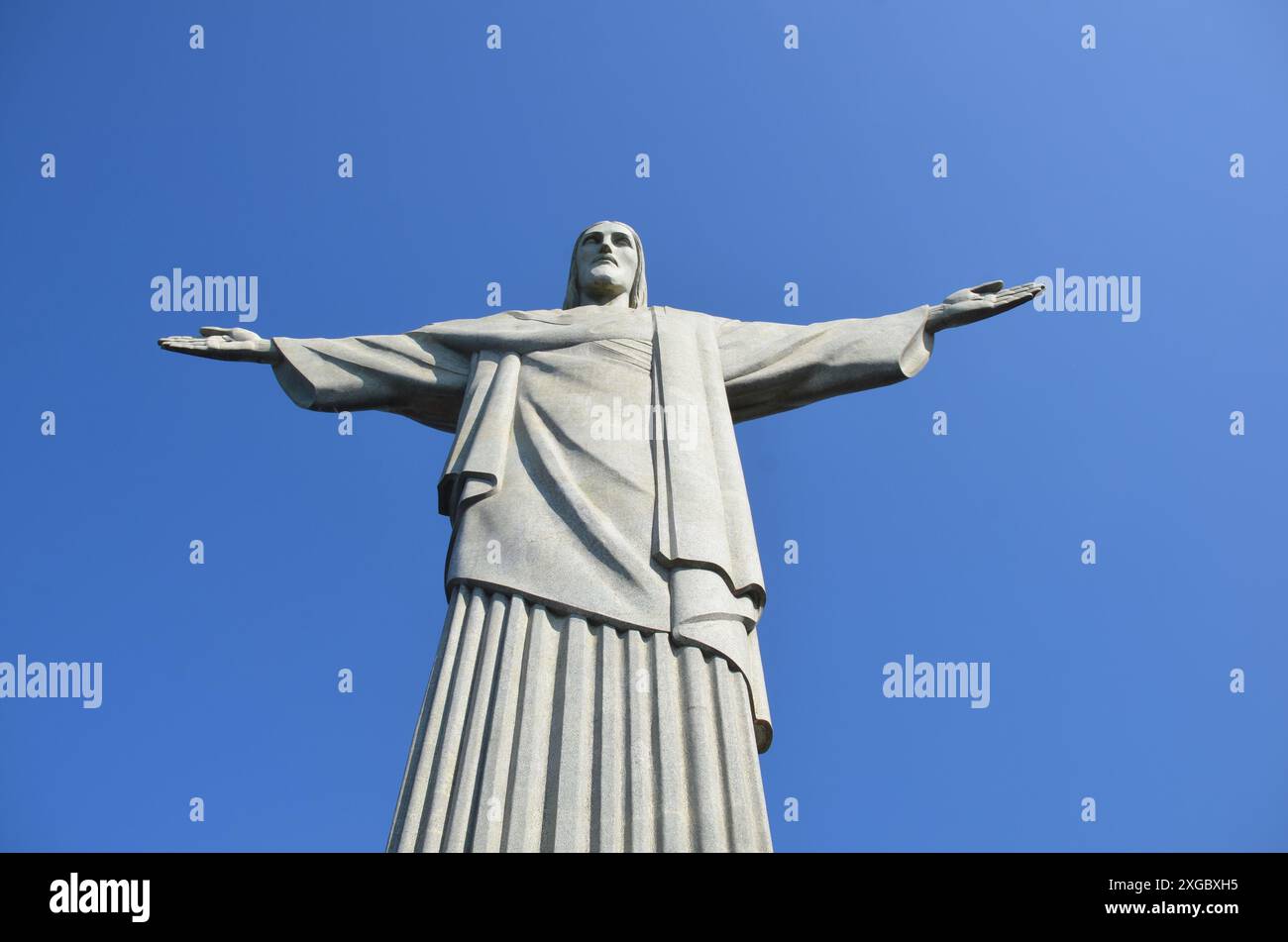 Christus der Erlöser, Postkarte der Stadt Rio de Janeiro. Statue Christi des Erlösers, Weltwunder, Symbol von Rio de Janeiro - Brasilien Stockfoto
