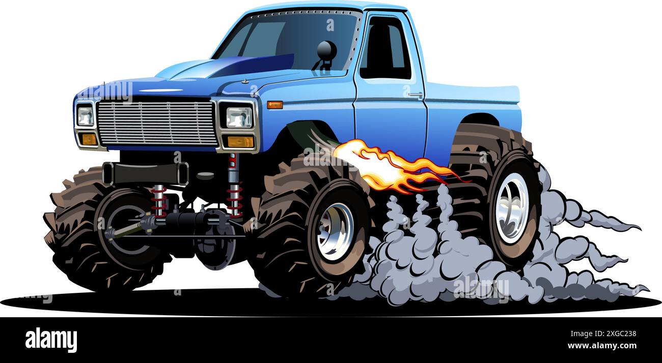 Cartoon Monster Truck. Verfügbare EPS-10, getrennt durch Gruppen und Ebenen, mit Transparenzeffekten für die Neufärbung mit einem Klick Stock Vektor