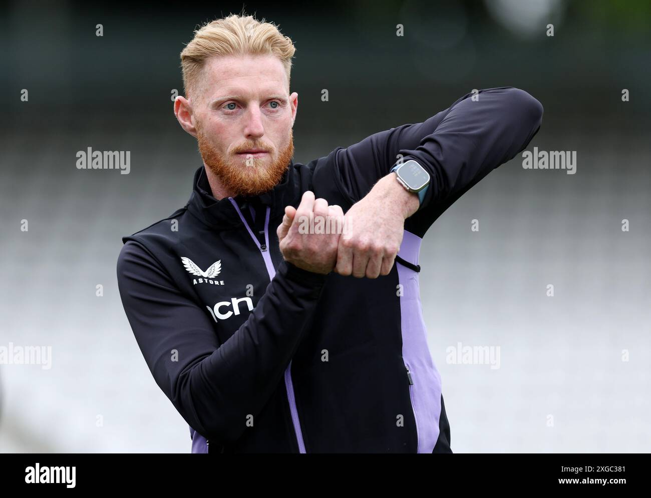 Englands Ben Stokes während einer Netzsitzung auf dem Lord's Cricket Ground, London. England tritt am Mittwoch im ersten Test gegen die Westindischen Inseln auf. Bilddatum: Montag, 8. Juli 2024. Stockfoto