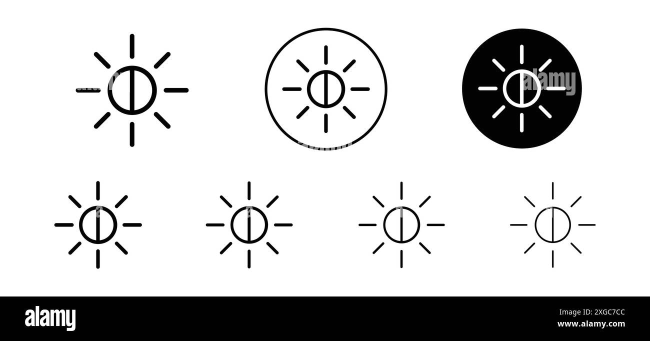 Sammlung des Symbols für Helligkeit Vektor-Logo für die Web-App-benutzeroberfläche Stock Vektor