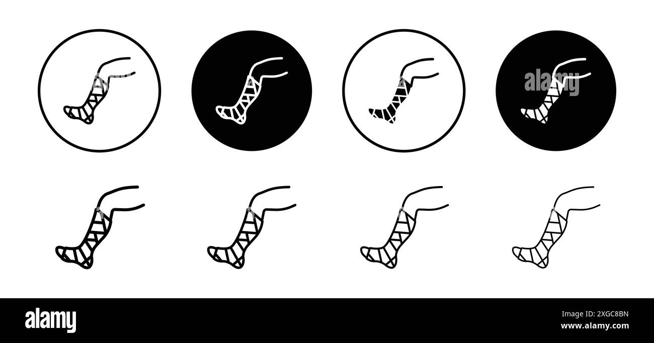 Gebrochenes Bein in einer Gipssymbole Vektor-Logo-Set-Kollektion für Web-App-ui Stock Vektor