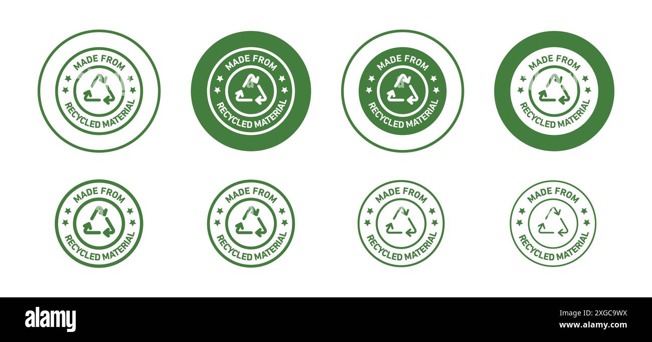 Hergestellt aus recycelten Materialien Icon Vektor Logo Set Kollektion für Web App ui Stock Vektor