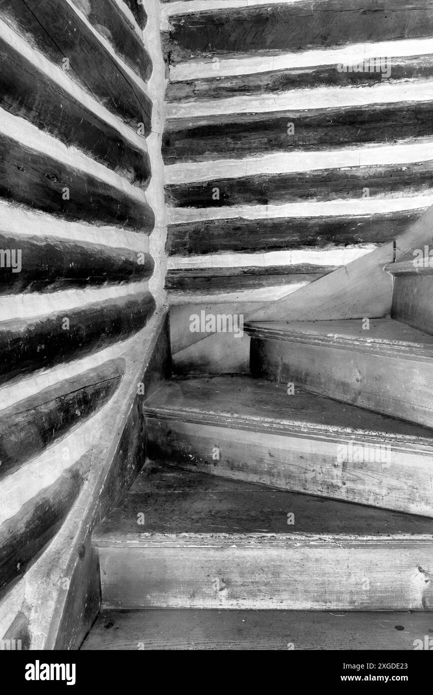 MT00099-00-BW...MONTANA - Treppe im Chief Plenty Coups State Park auf dem Crow Indian Reservation. Stockfoto