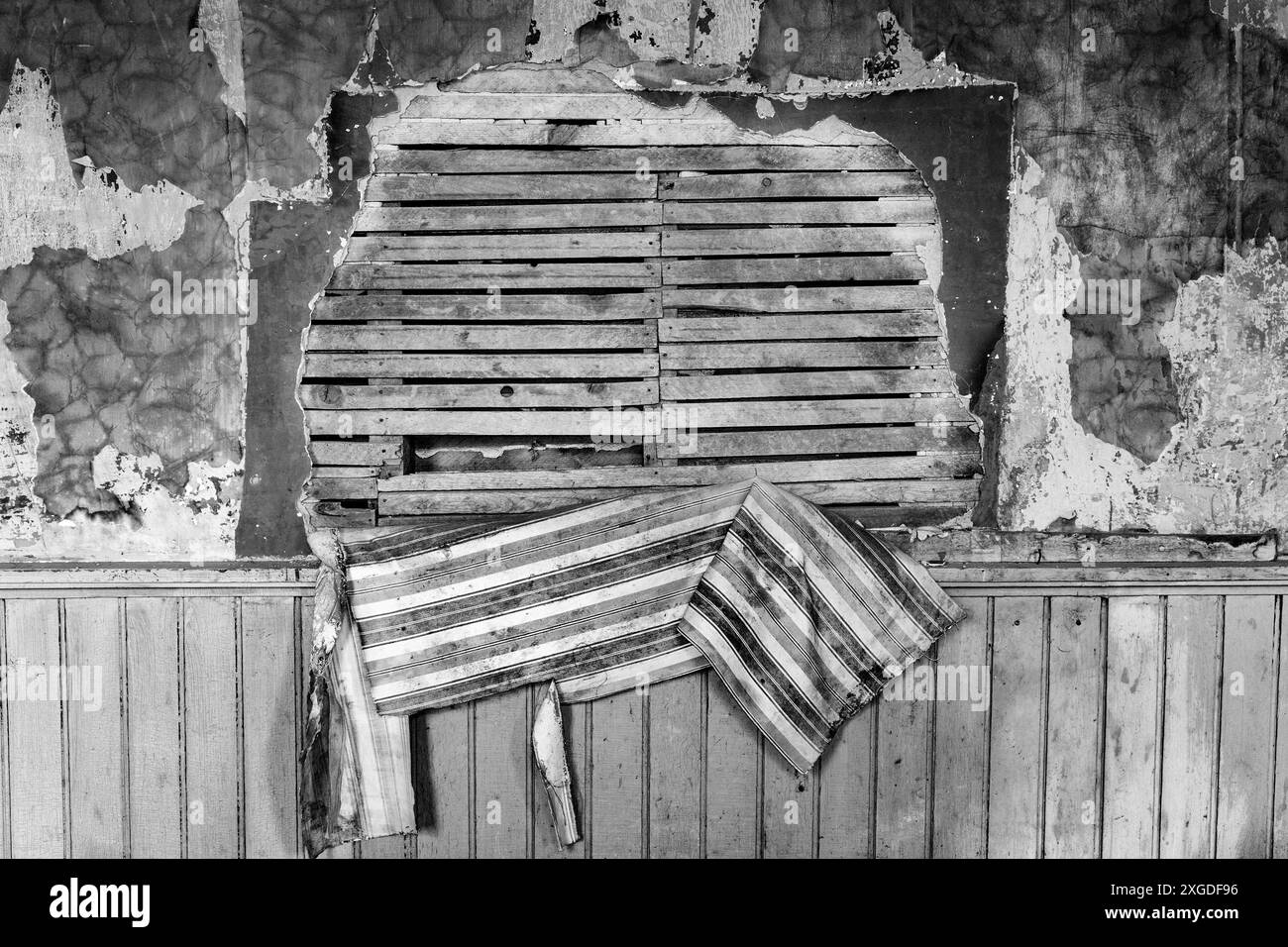 MT00333-00-BW...MONTANA - Detail der Mauer im Bannack State Park im Beaverhead County. Stockfoto