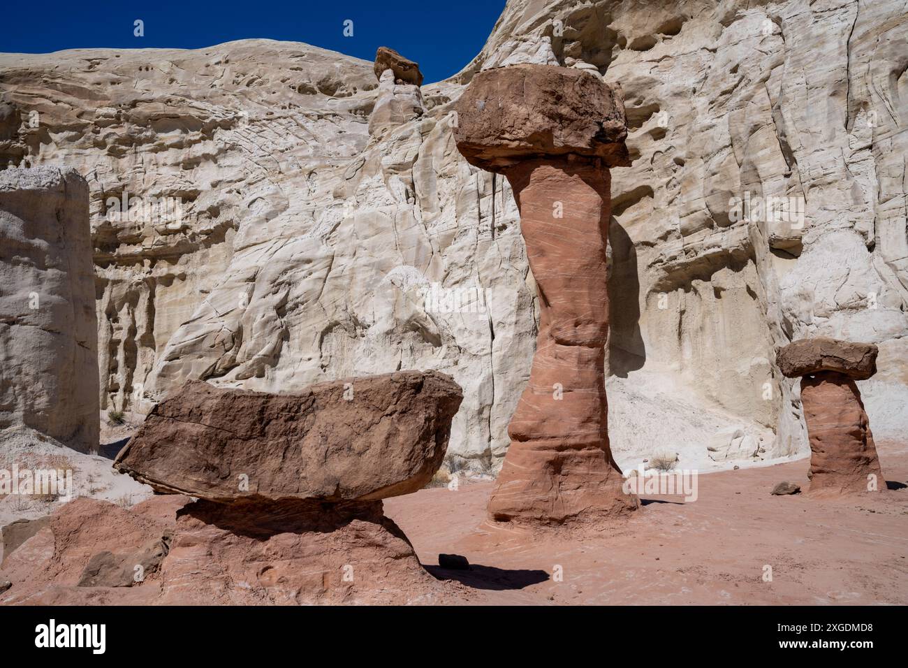 Interessante Felsformation entlang des Toadstools Trail - Grand Staircase-Escalante National Monument, Utah Stockfoto