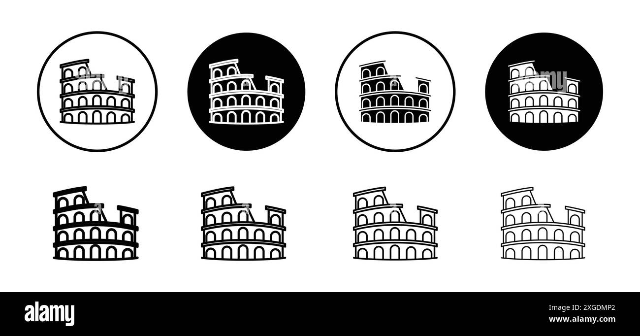 Colosseum-Symbol-Vektor-Logo-Set-Sammlung für Web-App-ui Stock Vektor