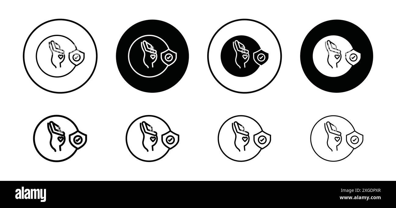 Schwangerschaftsversicherung Symbol Vektor Logo Set Sammlung für Web App ui Stock Vektor