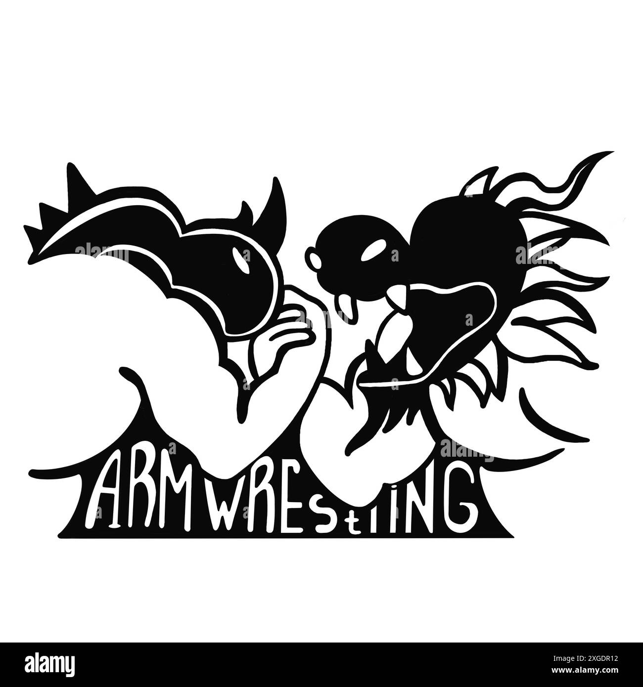 Schwarz-weiß-Illustration mit Armringen Stockfoto