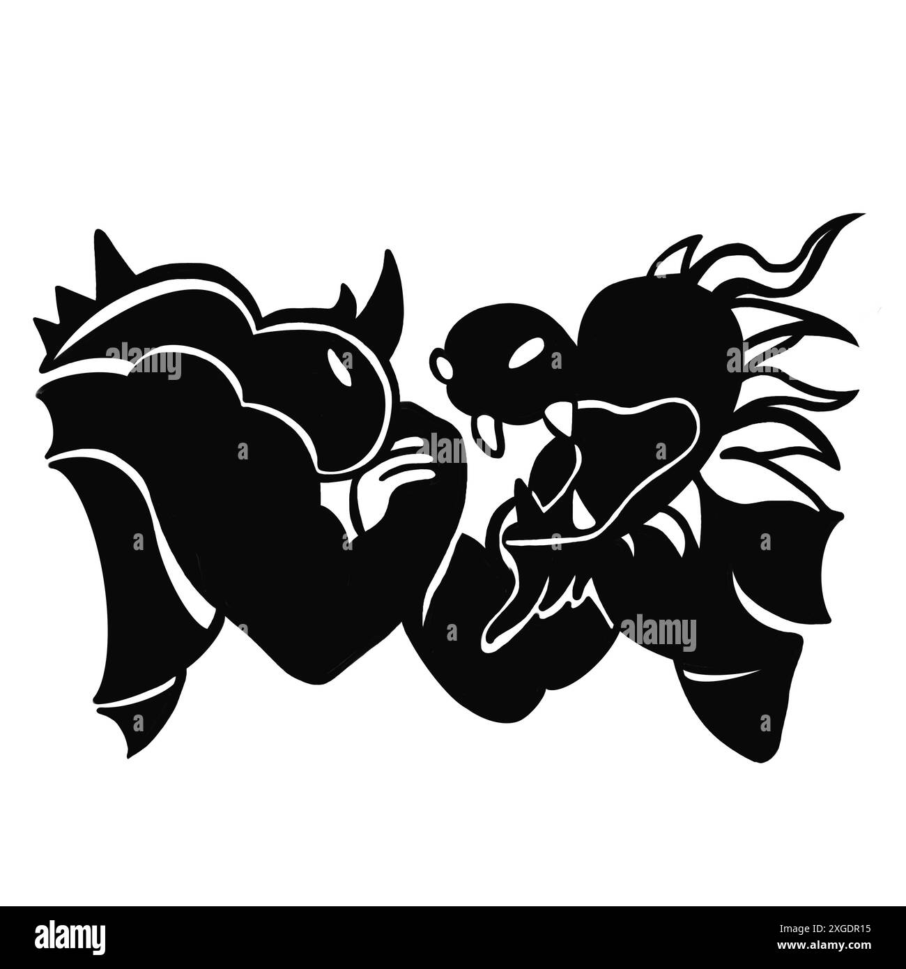 Schwarz-weiß-Illustration mit Armringen Stockfoto