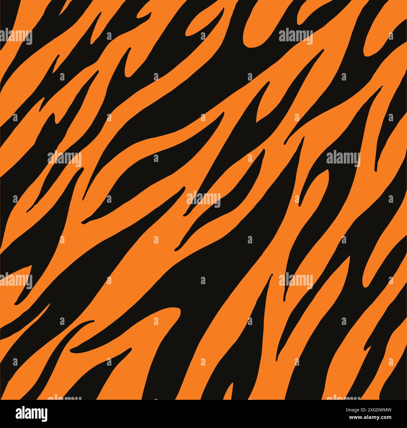 Textur des bengalischen Tigerfells, orangefarbenes Streifenmuster. Tierfell-Muster oder nahtloses Tigerfell-Muster Stock Vektor
