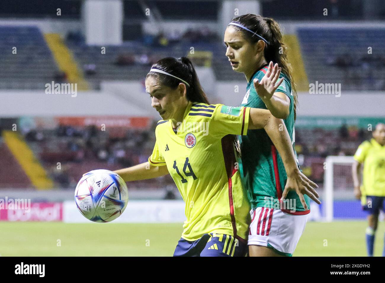 Mariana Muñoz aus Kolumbien und Jana Gutierrez aus Mexiko beim Spiel Mexiko gegen Kolumbien am 13. August 2022 Stockfoto