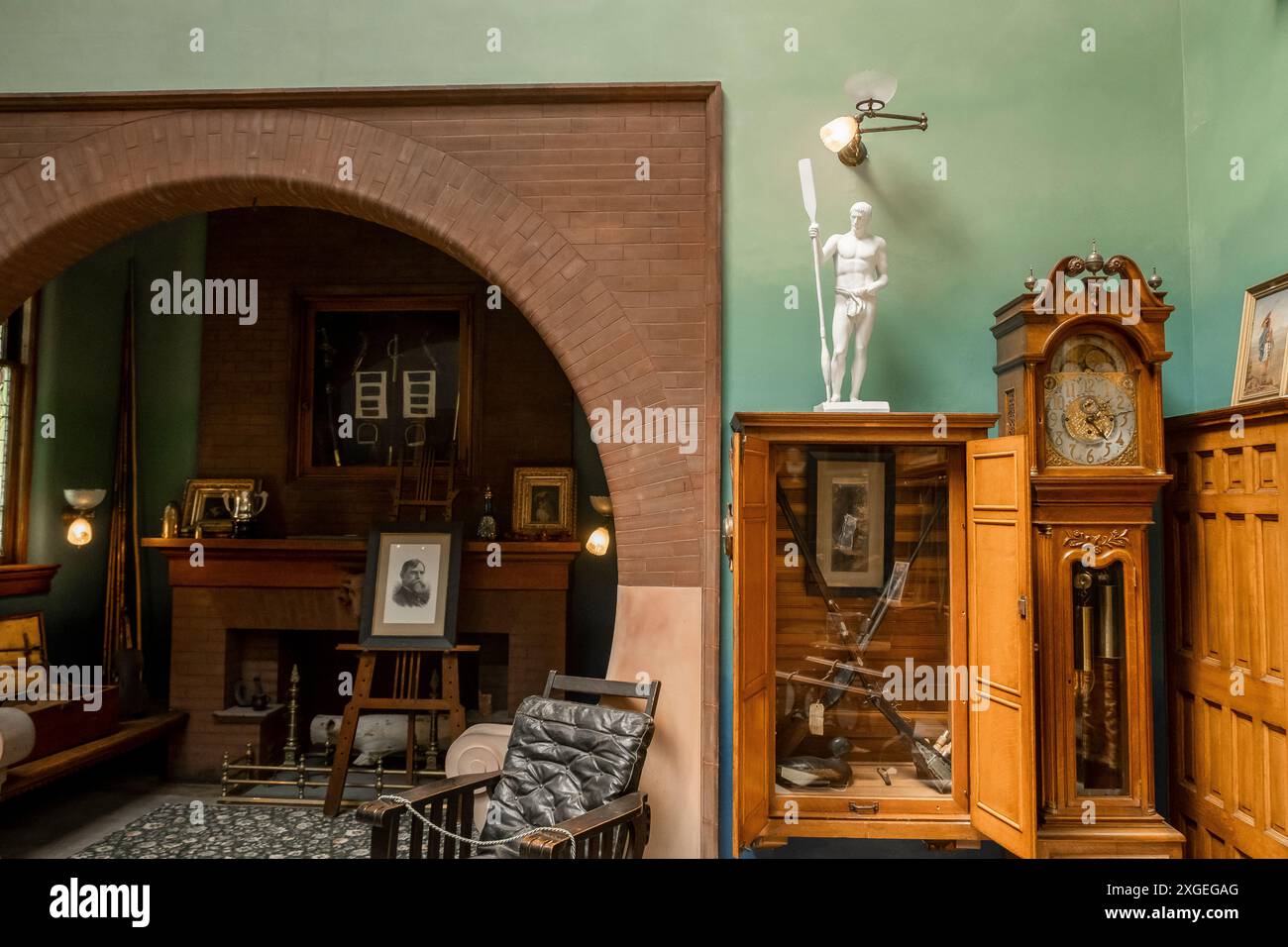 Innenraum der Lew Wallace Study in Crawfordsville, Indiana, USA. Wallace war der Autor von Ben Hur. Stockfoto