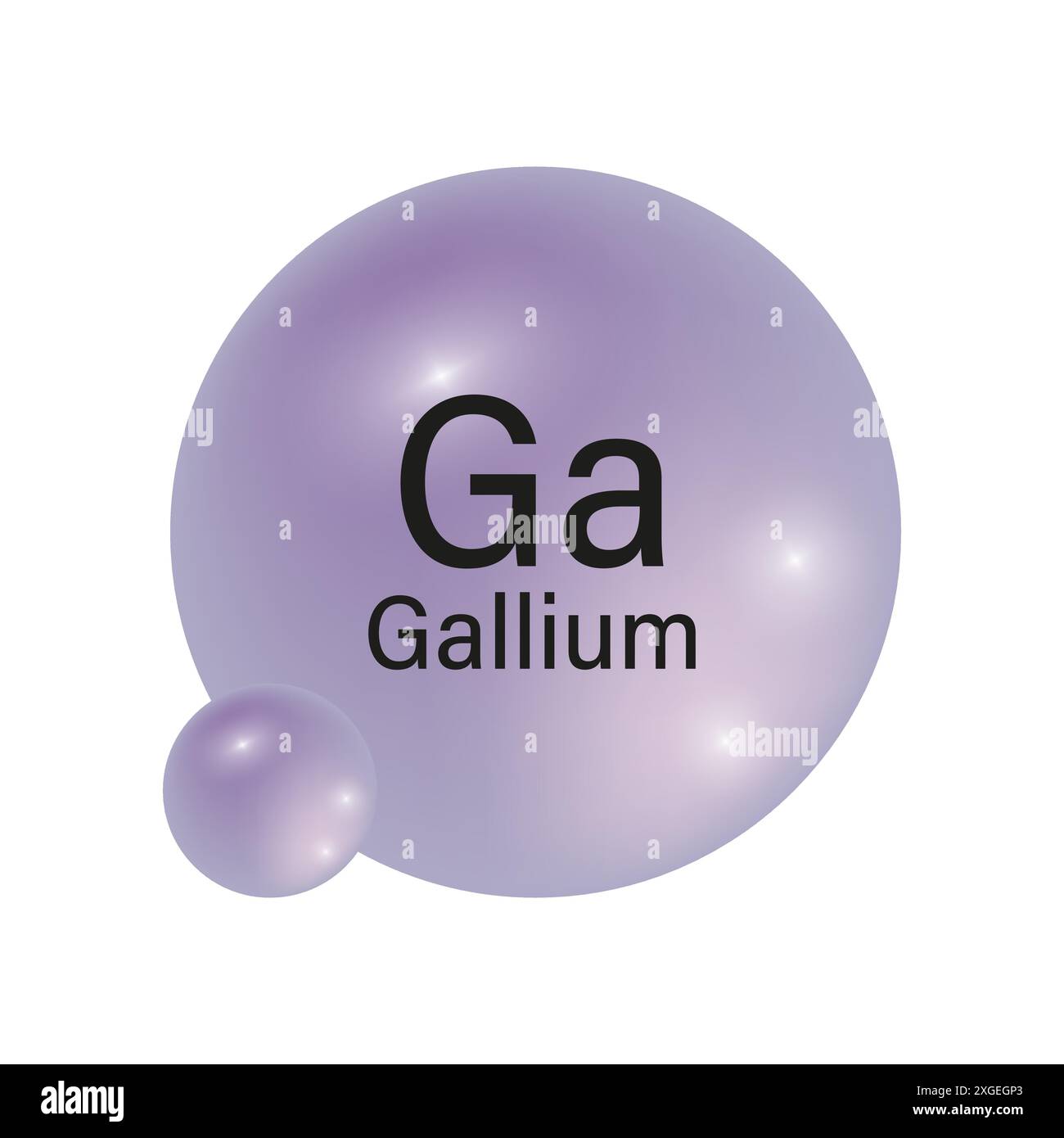 Symbol für Galliumelement. GA-Symbol. Violette Farbverlaufskugeln. Vektorabbildung. Stock Vektor
