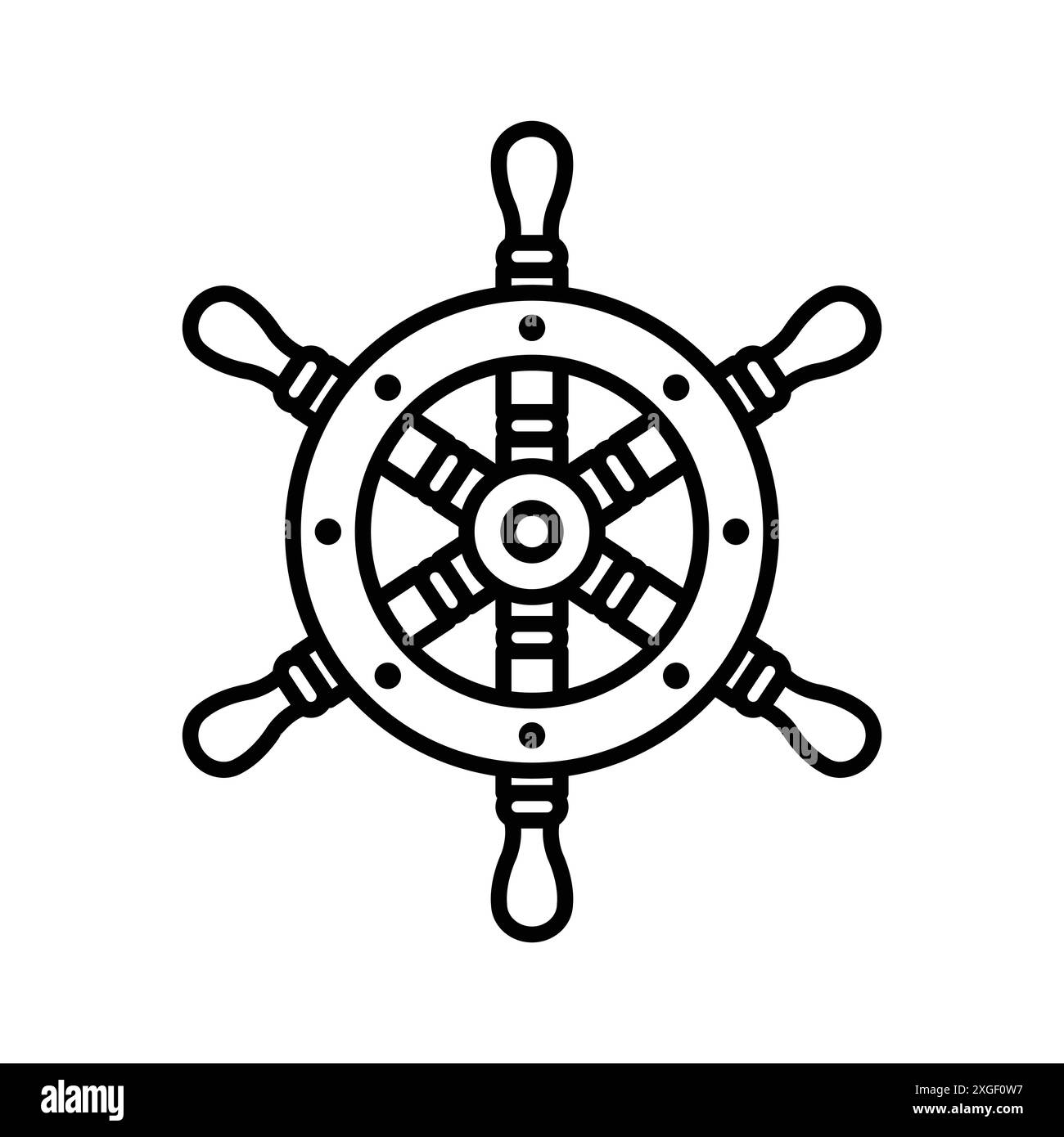 Schiffsrad-Symbol-Vektor-Designvorlage in weißem Hintergrund Stock Vektor