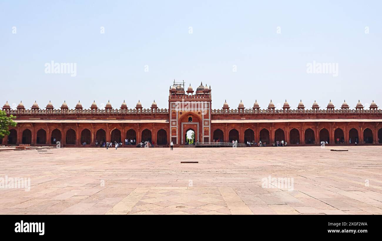 Blick auf das Königstor von Jama Masjid, Fatehpur Sikri, Uttar Pradesh, Indien. Stockfoto