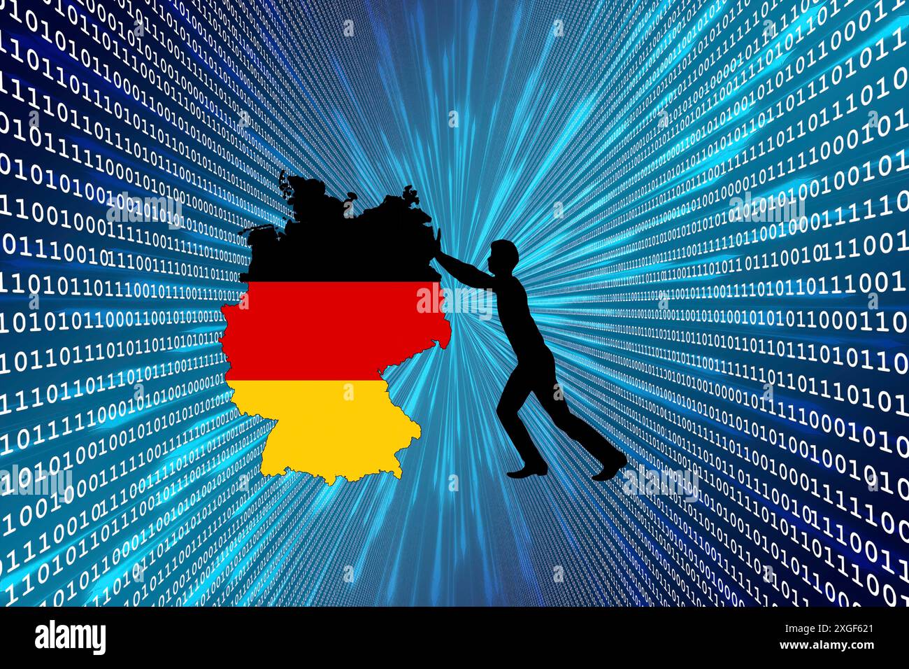 Symbolisches Image, Förderung der deutschen Perspektive, Wirtschaft, Mangel an Big Data, Industrie 4,0, Begeisterung für das weltweite Web, Digitalisierungsprojekte, Internet Stockfoto