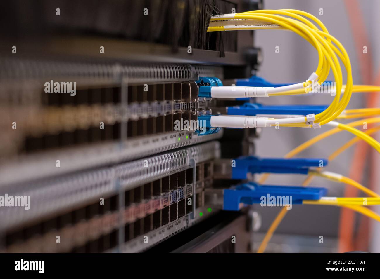 Dieses Bild ist Teil einer Reihe von Nahaufnahmen verschiedener Netzwerkgeräte Stockfoto