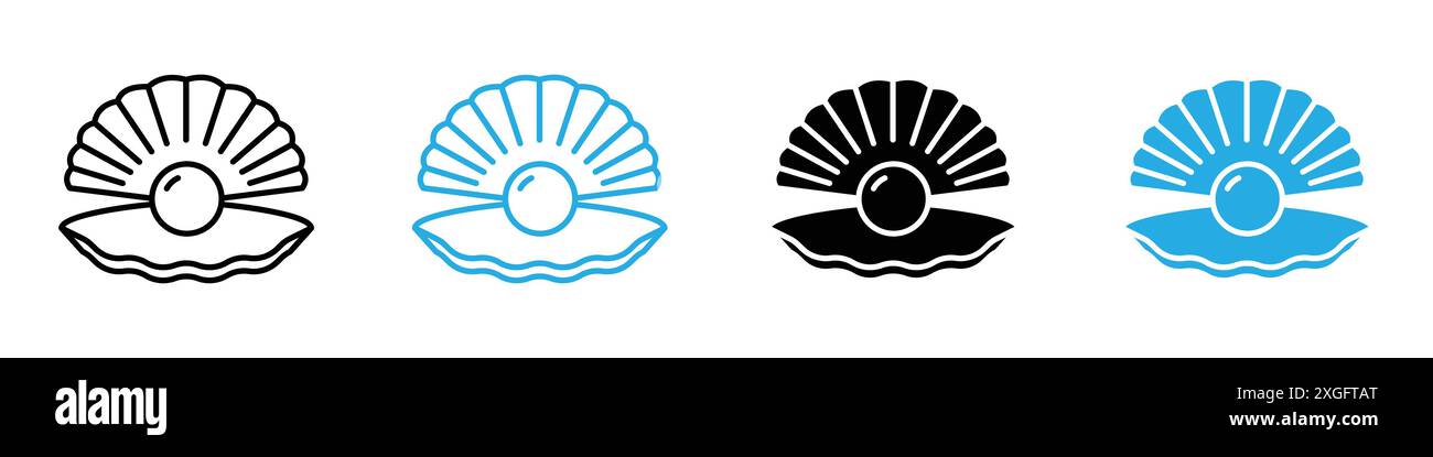 Perle in der offenen Shell Symbol Vektor Logo Set Kollektion für Web App ui Stock Vektor