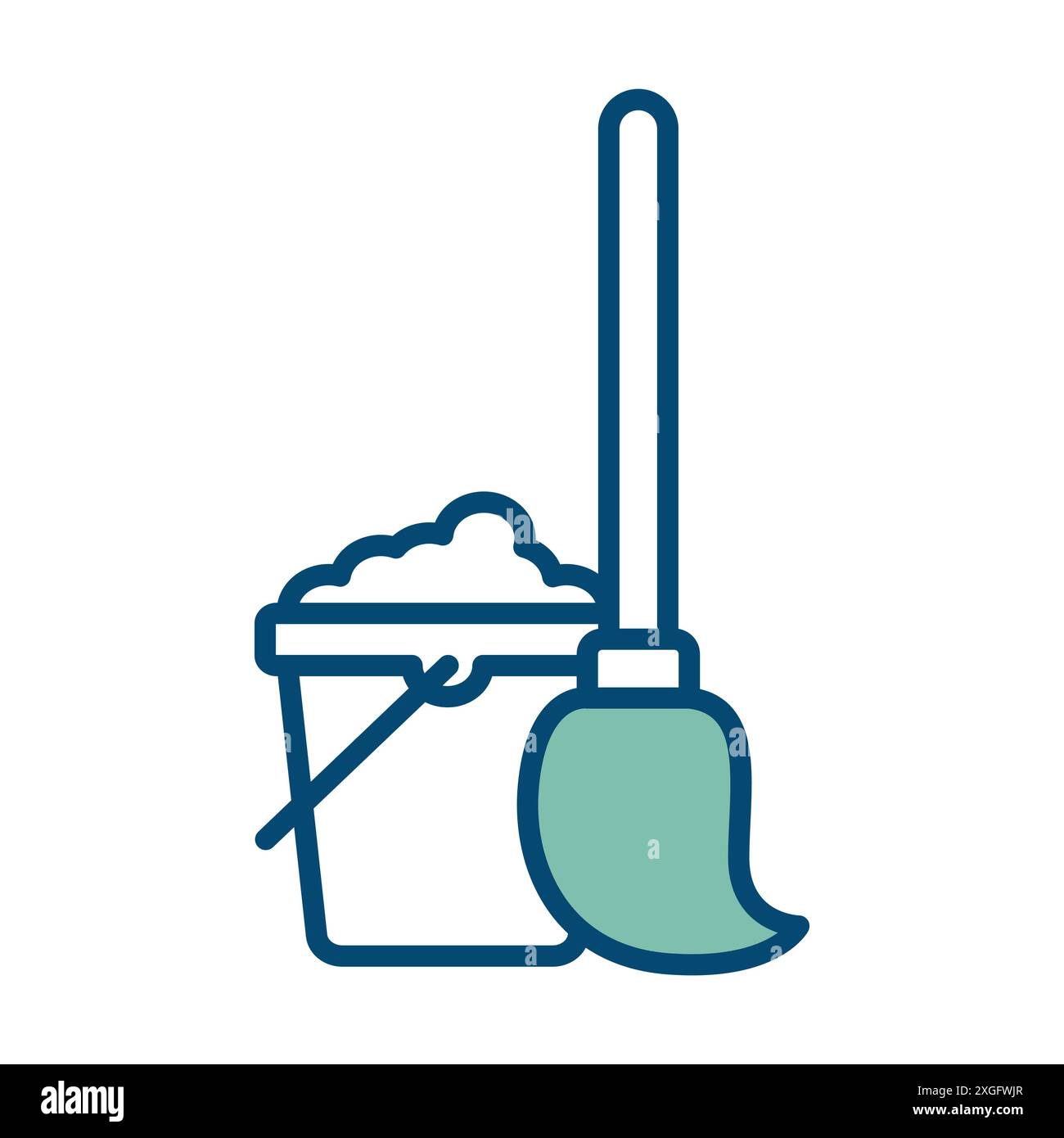 Mop-Symbol-Vektor-Designvorlage in weißem Hintergrund Stock Vektor