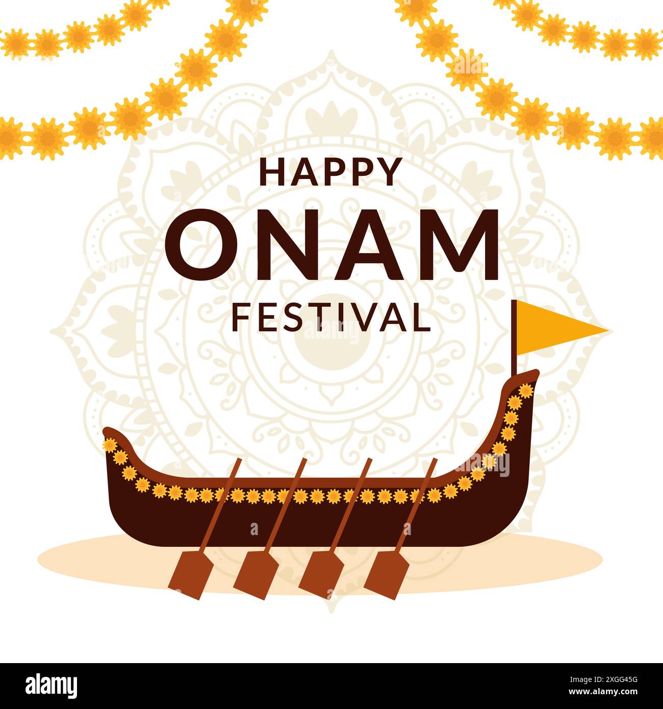 Illustration zum Feiern des Onam Festivals im flachen Stil Stock Vektor